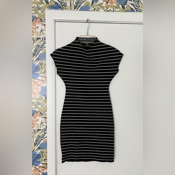 Zara Black and White Striped Mini Dress - Picture 1 of 2